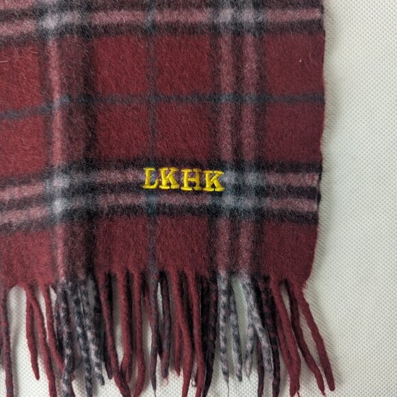 BURBERRY London Classic Nova Check Knit 100% Cashmere Neck Warmer Maroon SCARF - Picture 5 of 8